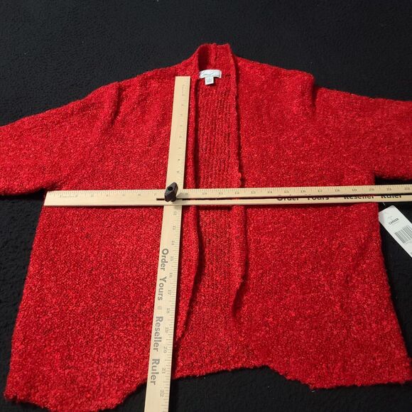 Kim Rogers Womens Sweater Red Size Large Acrylic Blend Long Sleeve Open - Picture 3 of 12